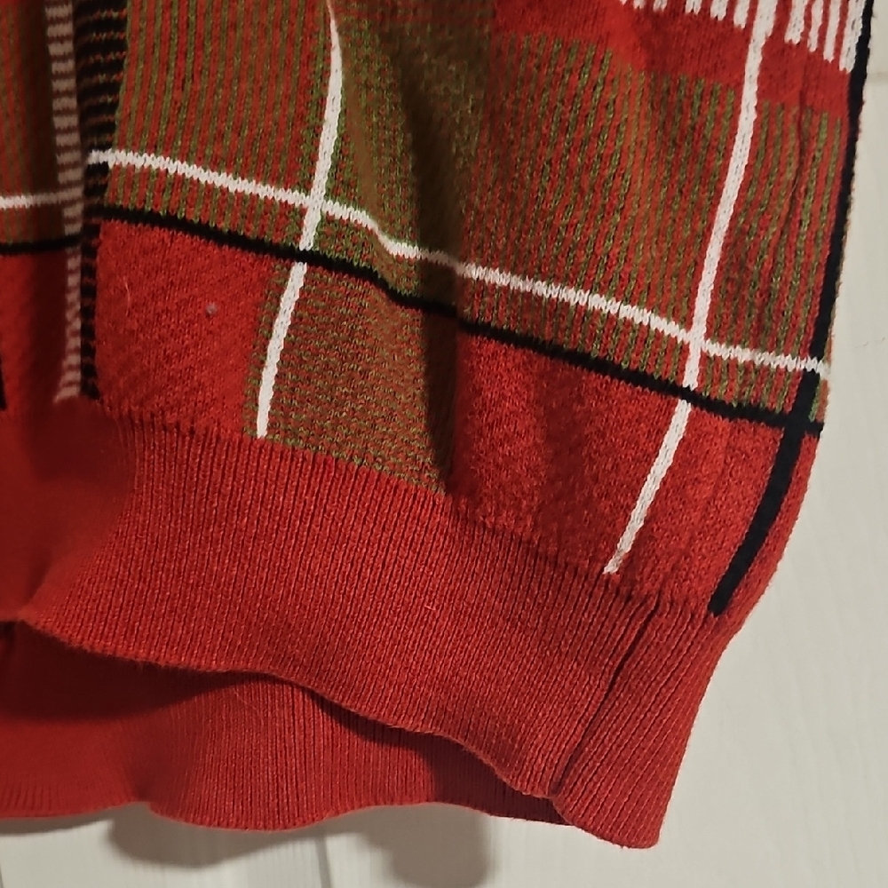 Callahan Red and Brown Plaid V-Neck Sweater - Picture 4 of 4